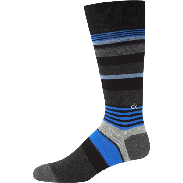 Calvin Klein Mens Socks  Luxury Cotton Blend Dress Socks 1 PairBlackBlue Stripe