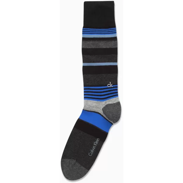 Calvin Klein Mens Socks  Luxury Cotton Blend Dress Socks 1 PairBlackBlue Stripe