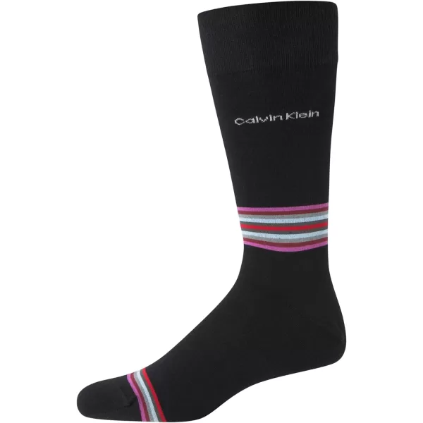 Calvin Klein Mens Socks  Luxury Cotton Blend Dress Socks 1 PairBlackPink Stripe