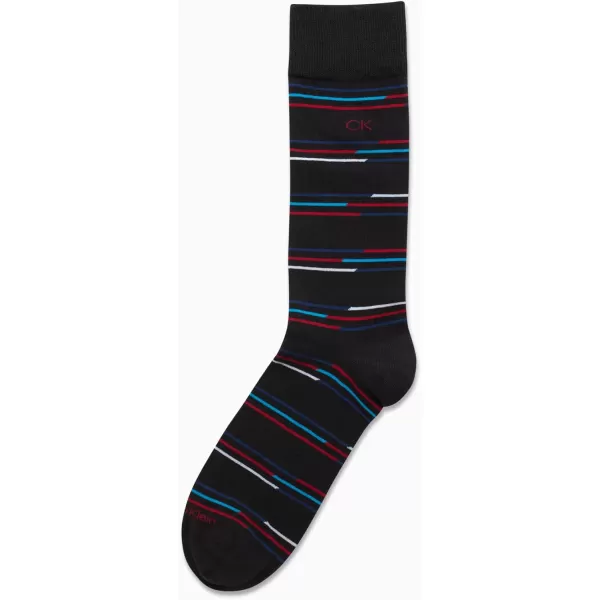 Calvin Klein Mens Socks  Luxury Cotton Blend Dress Socks 1 PairBlackStripes