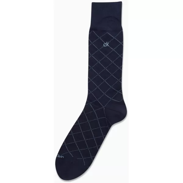Calvin Klein Mens Socks  Luxury Cotton Blend Dress Socks 1 PairBlue Diamond