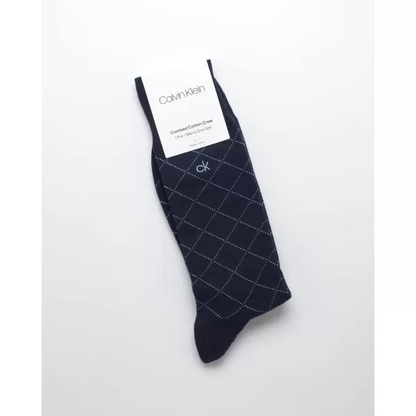 Calvin Klein Mens Socks  Luxury Cotton Blend Dress Socks 1 PairBlue Diamond