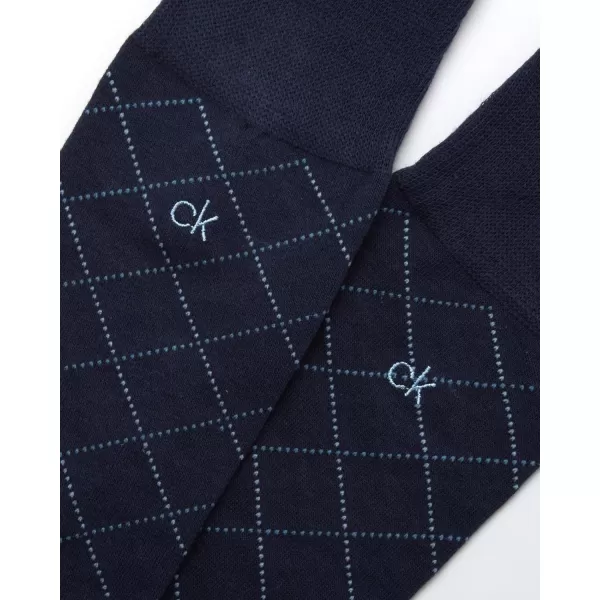 Calvin Klein Mens Socks  Luxury Cotton Blend Dress Socks 1 PairBlue Diamond