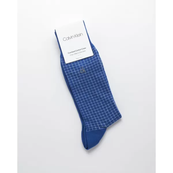 Calvin Klein Mens Socks  Luxury Cotton Blend Dress Socks 1 PairBlue Pattern