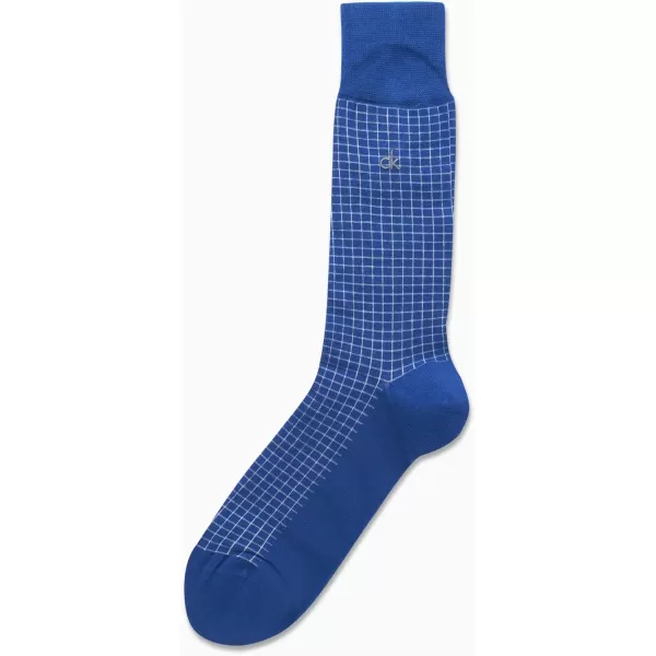 Calvin Klein Mens Socks  Luxury Cotton Blend Dress Socks 1 PairBlue Pattern