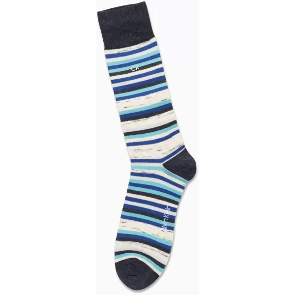 Calvin Klein Mens Socks  Luxury Cotton Blend Dress Socks 1 PairBlue Stripe