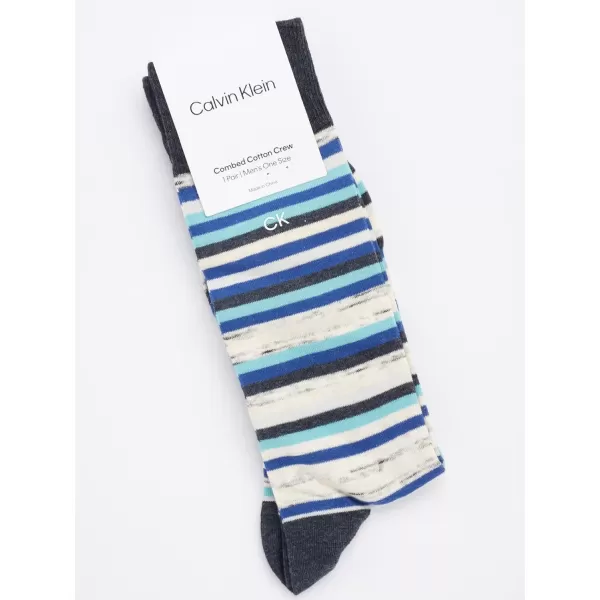 Calvin Klein Mens Socks  Luxury Cotton Blend Dress Socks 1 PairBlue Stripe