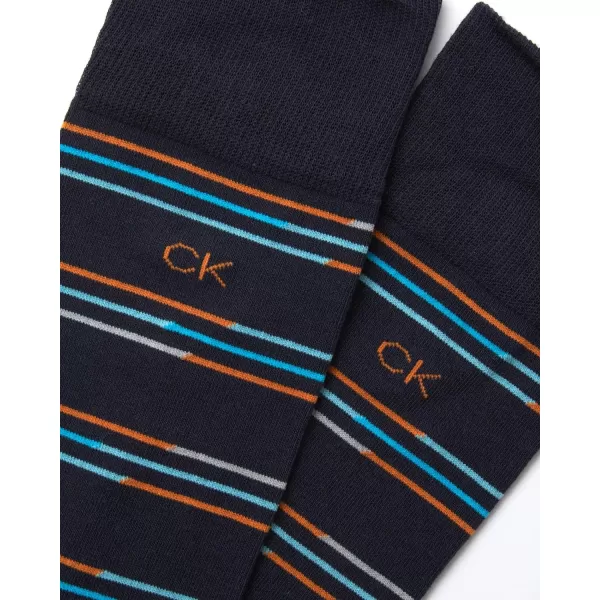 Calvin Klein Mens Socks  Luxury Cotton Blend Dress Socks 1 PairBlueStripes