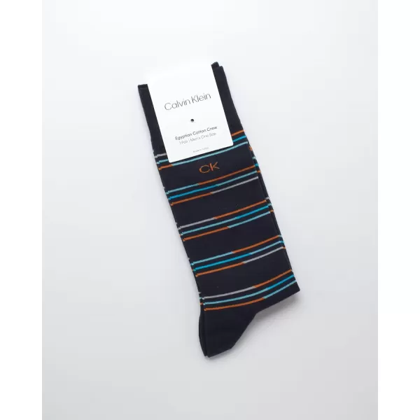 Calvin Klein Mens Socks  Luxury Cotton Blend Dress Socks 1 PairBlueStripes