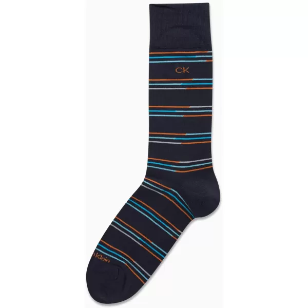 Calvin Klein Mens Socks  Luxury Cotton Blend Dress Socks 1 PairBlueStripes