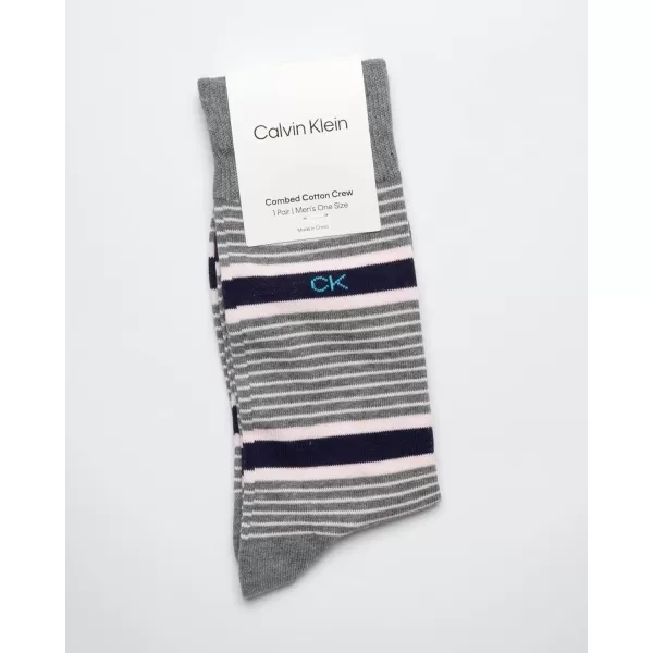 Calvin Klein Mens Socks  Luxury Cotton Blend Dress Socks 1 PairGrey Stripes