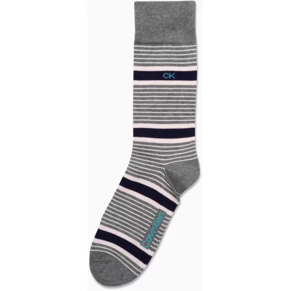 Calvin Klein Mens Socks  Luxury Cotton Blend Dress Socks 1 PairGrey Stripes