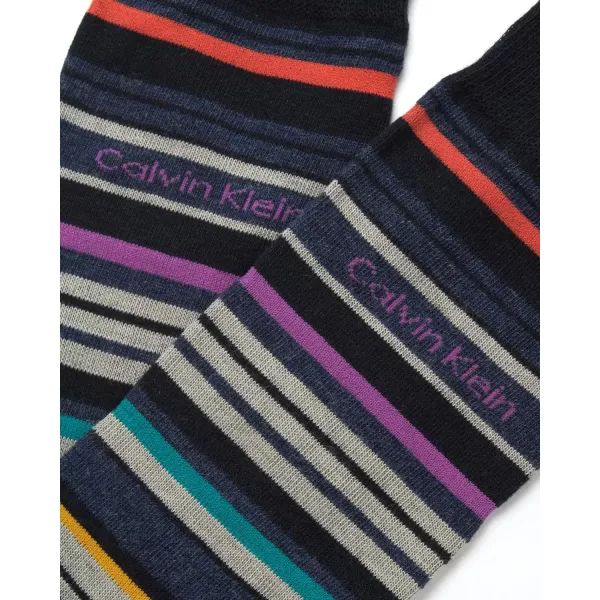 Calvin Klein Mens Socks  Luxury Cotton Blend Dress Socks 1 PairNavy Stripe