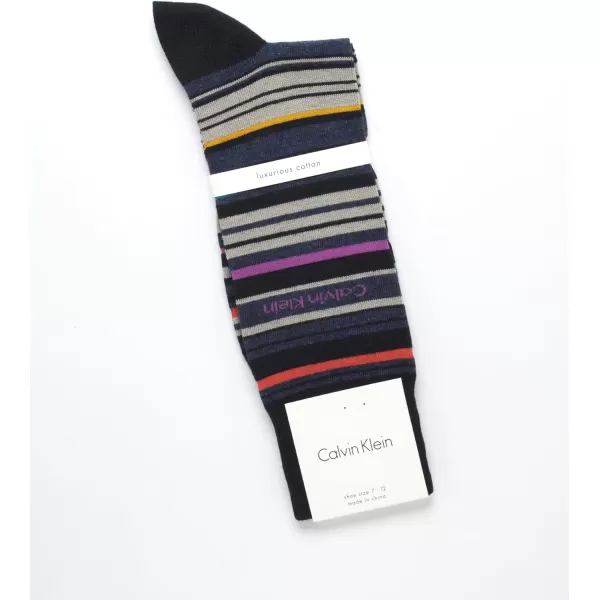 Calvin Klein Mens Socks  Luxury Cotton Blend Dress Socks 1 PairNavy Stripe