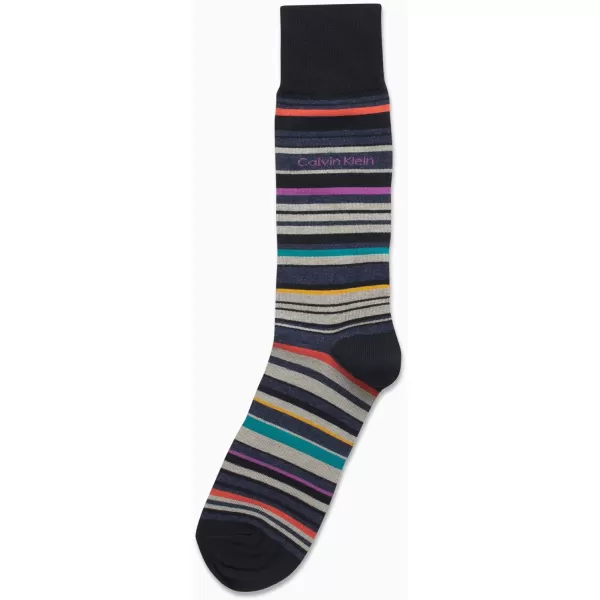 Calvin Klein Mens Socks  Luxury Cotton Blend Dress Socks 1 PairNavy Stripe