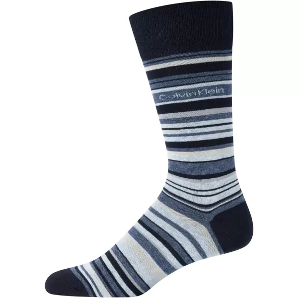 Calvin Klein Mens Socks  Luxury Cotton Blend Dress Socks 1 PairNavy Stripes