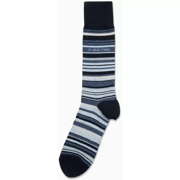 Calvin Klein Mens Socks  Luxury Cotton Blend Dress Socks 1 PairNavy Stripes