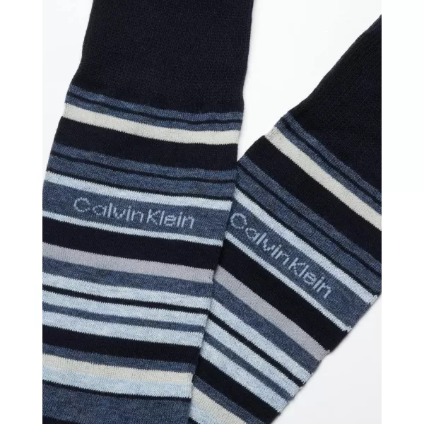 Calvin Klein Mens Socks  Luxury Cotton Blend Dress Socks 1 PairNavy Stripes