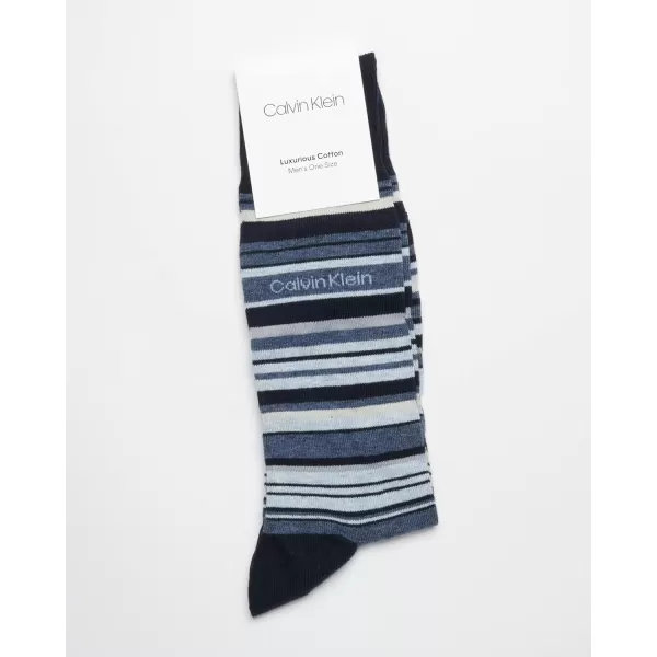 Calvin Klein Mens Socks  Luxury Cotton Blend Dress Socks 1 PairNavy Stripes