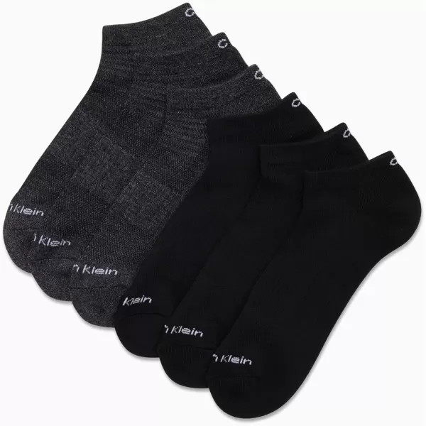 Calvin Klein Mens Socks  No Show Ankle Socks 6 PackBlackCharcoal
