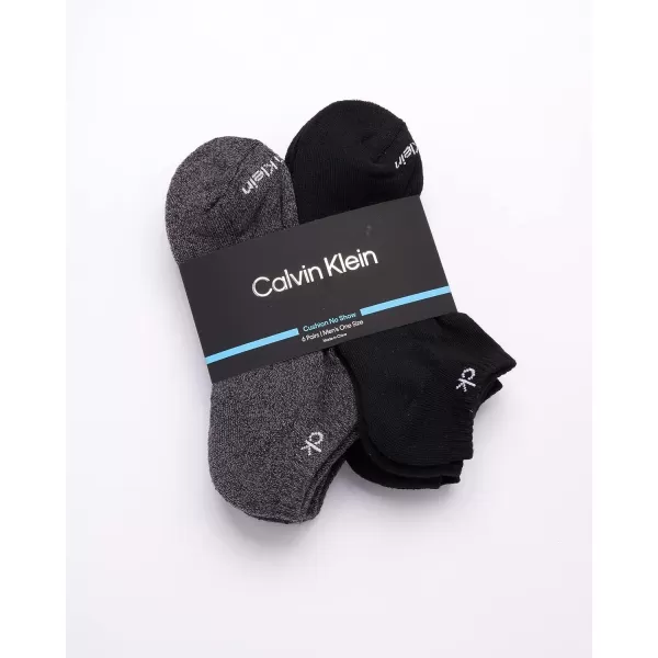 Calvin Klein Mens Socks  No Show Low Cut Athletic Socks 6 PackBlackGrey Solid