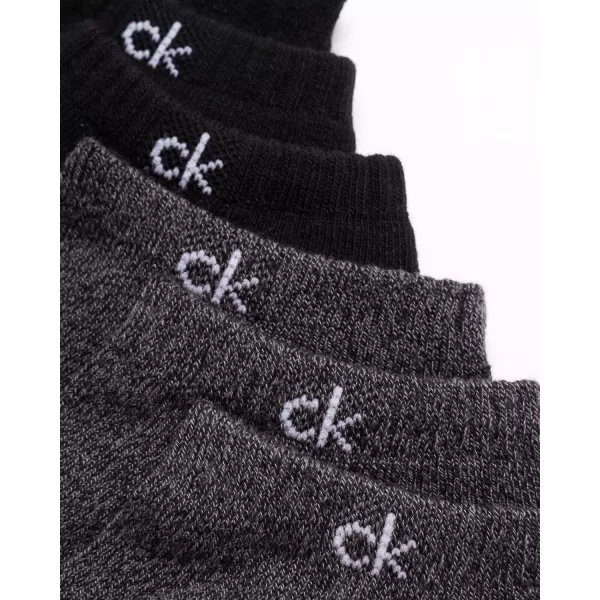 Calvin Klein Mens Socks  No Show Low Cut Athletic Socks 6 PackBlackGrey Solid
