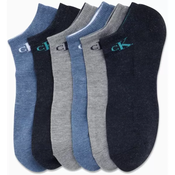 Calvin Klein Mens Socks  No Show Low Cut Athletic Socks 6 PackBlue Assorted