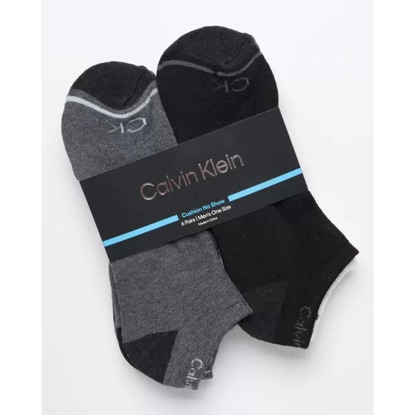 Calvin Klein Mens Socks  No Show Low Cut Athletic Socks 6 PackGrey Heather Assorted