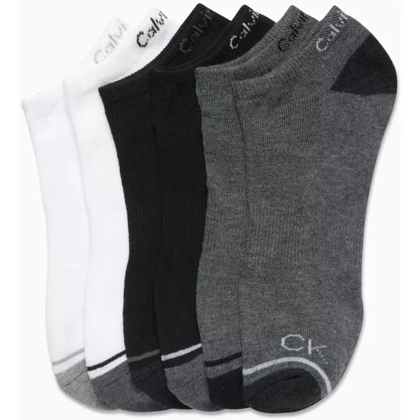 Calvin Klein Mens Socks  No Show Low Cut Athletic Socks 6 PackGrey Heather Assorted