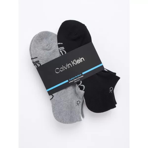 Calvin Klein Mens Socks  No Show Low Cut Athletic Socks 6 PackGreyBlackWhite