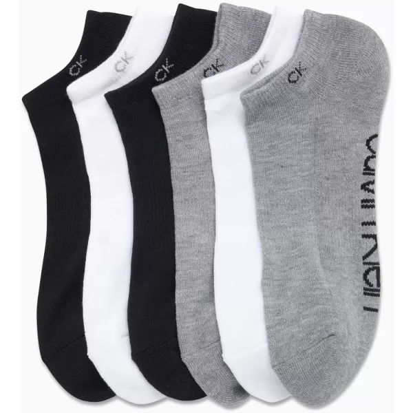 Calvin Klein Mens Socks  No Show Low Cut Athletic Socks 6 PackGreyBlackWhite