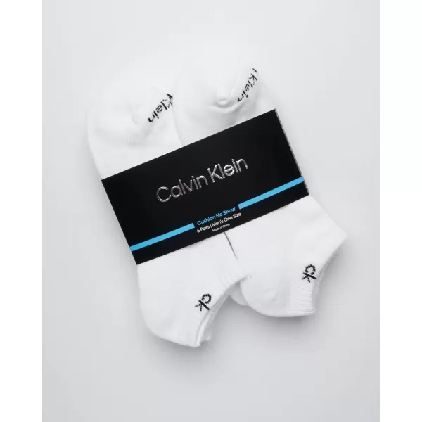 Calvin Klein Mens Socks  No Show Low Cut Athletic Socks 6 PackWhite