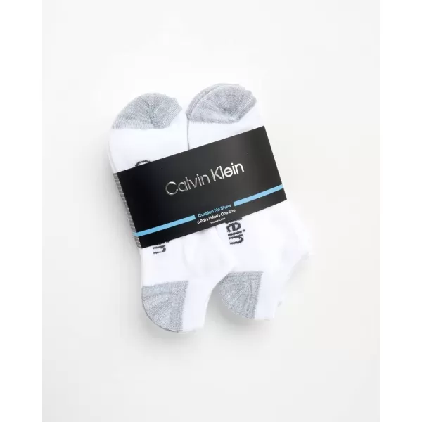 Calvin Klein Mens Socks  No Show Low Cut Athletic Socks 6 PackWhite Pure