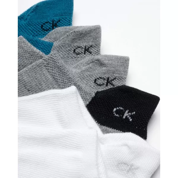 Calvin Klein Mens Socks  No Show Low Cut Athletic Socks 6 PackWhiteGreyBlue