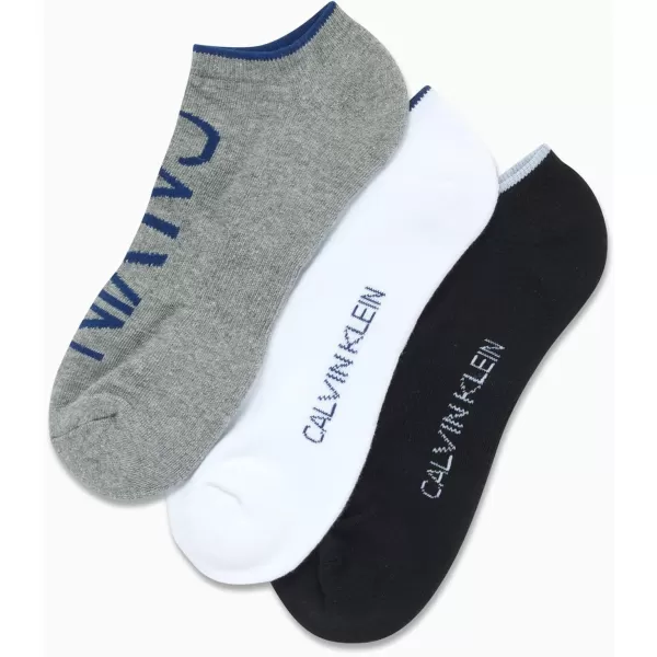 Calvin Klein Mens Socks  No Show Sneaker Liner Socks 3 PackBlackWhiteGrey