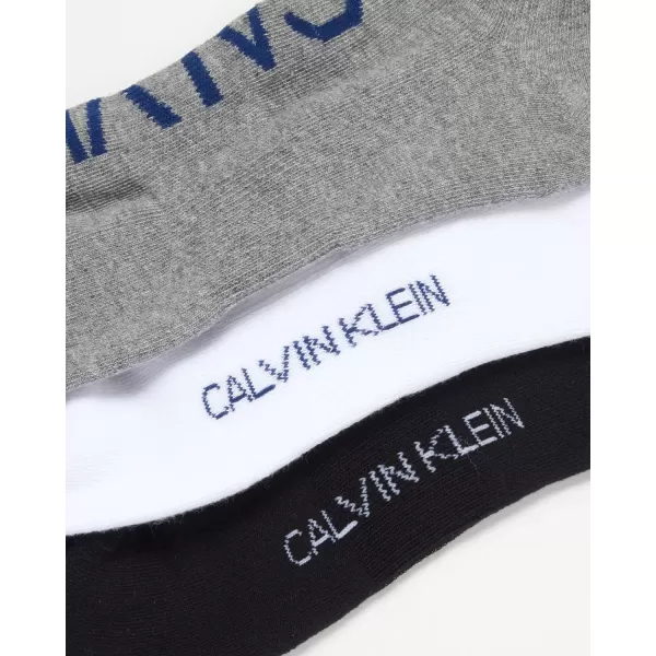 Calvin Klein Mens Socks  No Show Sneaker Liner Socks 3 PackBlackWhiteGrey