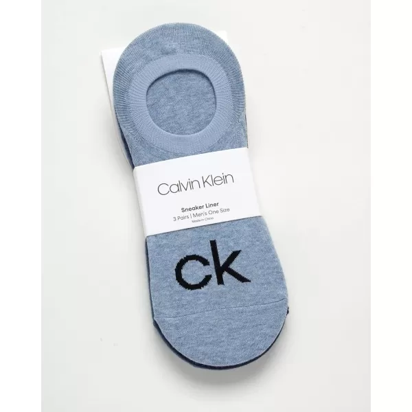 Calvin Klein Mens Socks  No Show Sneaker Liner Socks 3 PackBlue