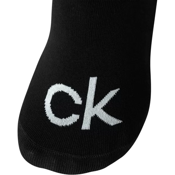 Calvin Klein Mens Socks  No Show Sneaker Liner Socks 3 PackPure Black Logo