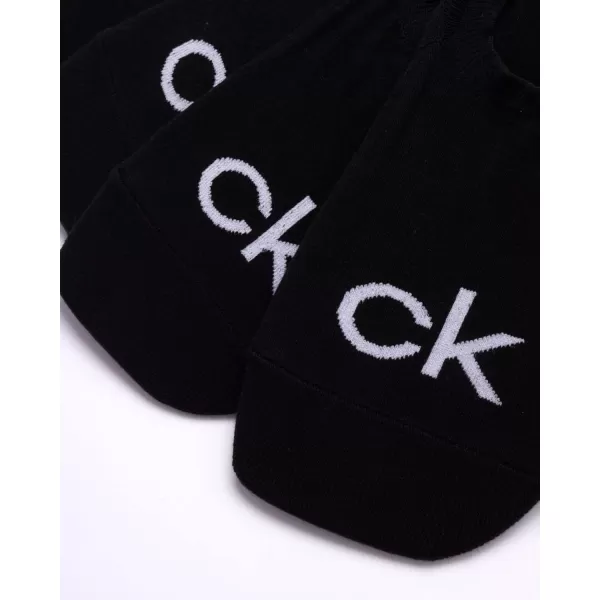 Calvin Klein Mens Socks  No Show Sneaker Liner Socks 3 PackPure Black Logo