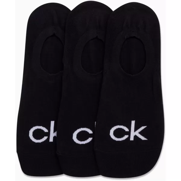 Calvin Klein Mens Socks  No Show Sneaker Liner Socks 3 PackPure Black Logo