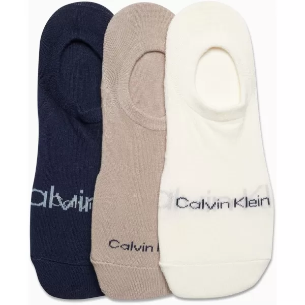 Calvin Klein Mens Socks  No Show Sneaker Liner Socks 3 PackTan Multi