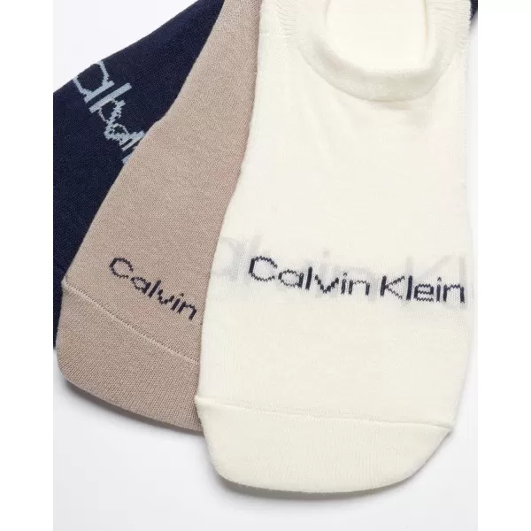 Calvin Klein Mens Socks  No Show Sneaker Liner Socks 3 PackTan Multi