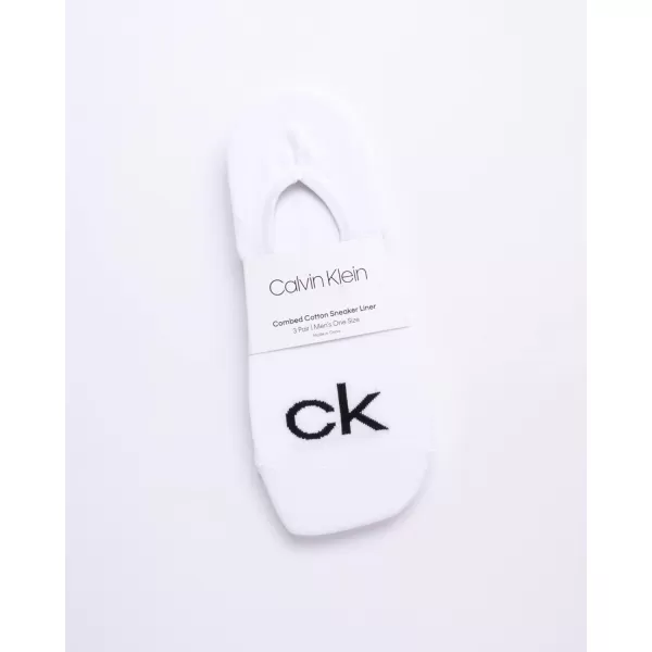 Calvin Klein Mens Socks  No Show Sneaker Liner Socks 3 PackWhite  Low