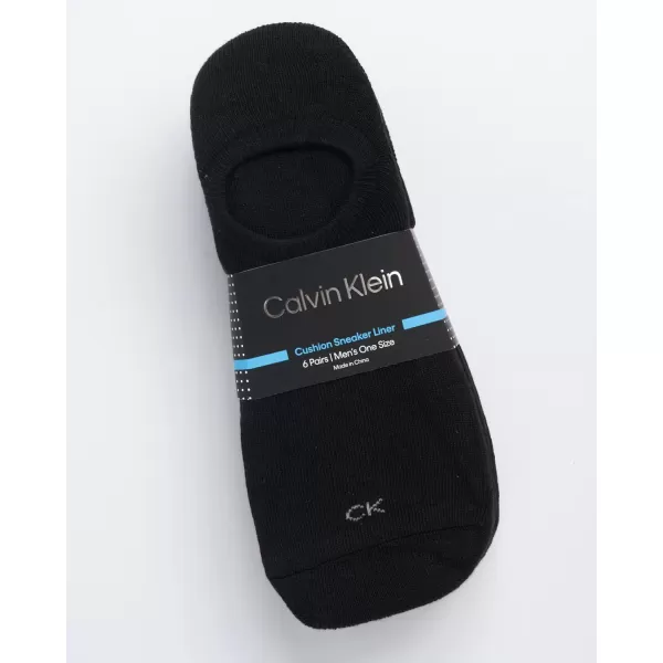 Calvin Klein Mens Socks  No Show Sneaker Liner Socks 6 PackAll Black