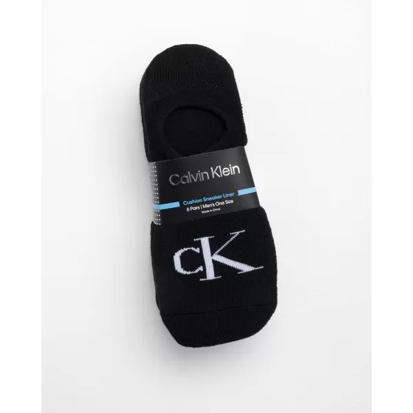 Calvin Klein Mens Socks  No Show Sneaker Liner Socks 6 PackBlack Logo