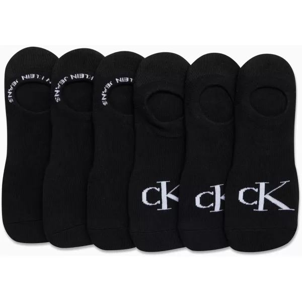 Calvin Klein Mens Socks  No Show Sneaker Liner Socks 6 PackBlack Logo