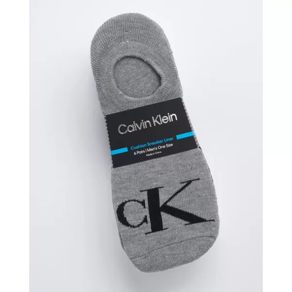 Calvin Klein Mens Socks  No Show Sneaker Liner Socks 6 PackGreyWhiteBlack