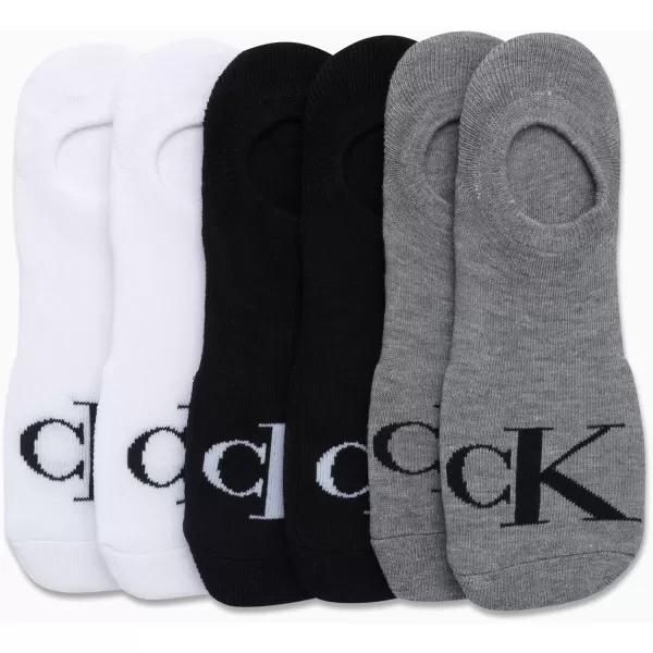 Calvin Klein Mens Socks  No Show Sneaker Liner Socks 6 PackGreyWhiteBlack