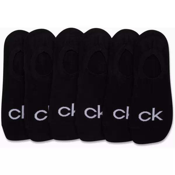 Calvin Klein Mens Socks  No Show Sneaker Liner Socks 6 PackPure Black Logo