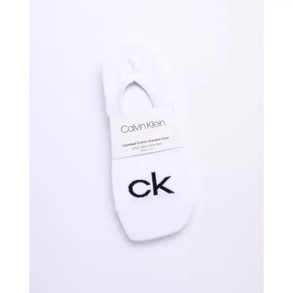 Calvin Klein Mens Socks  No Show Sneaker Liner Socks 6 PackSolid White